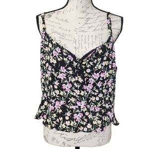 Bar III Ladies Size XL Black Pink Yellow Shirred Back Crop Top Tank